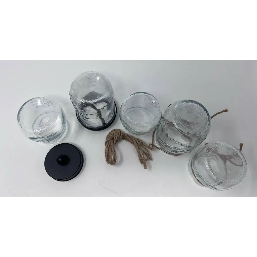 Mason Jar 5pc Bathroom Set Toothbrush & Toothpaste Holder‎ No Lids Extra Twine